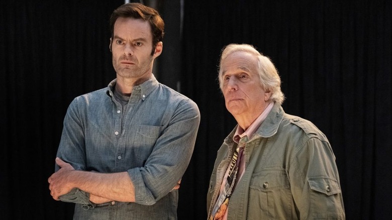 Bill Hader and Henry Winkler standing on stage in Barry