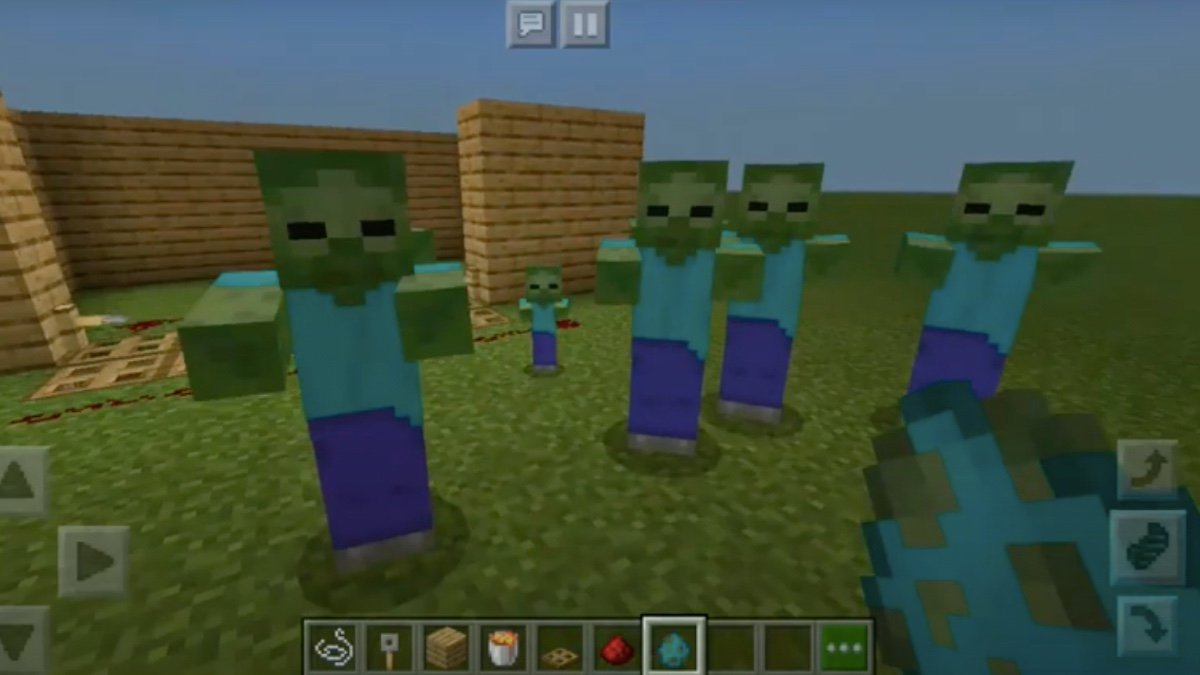 Un grupo de zombis en Minecraft.