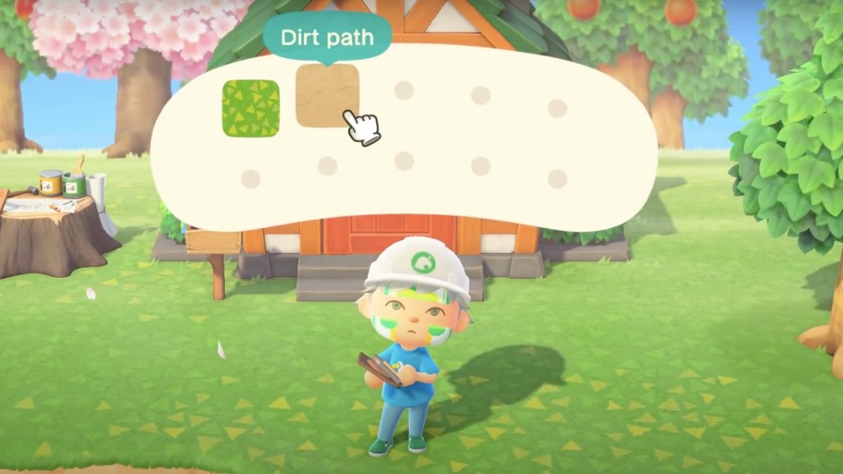 The path building screen in Animal Crossing New Horizons.