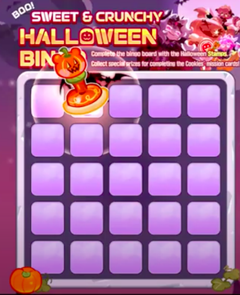 plain bingo card halloween cookie run kingdom