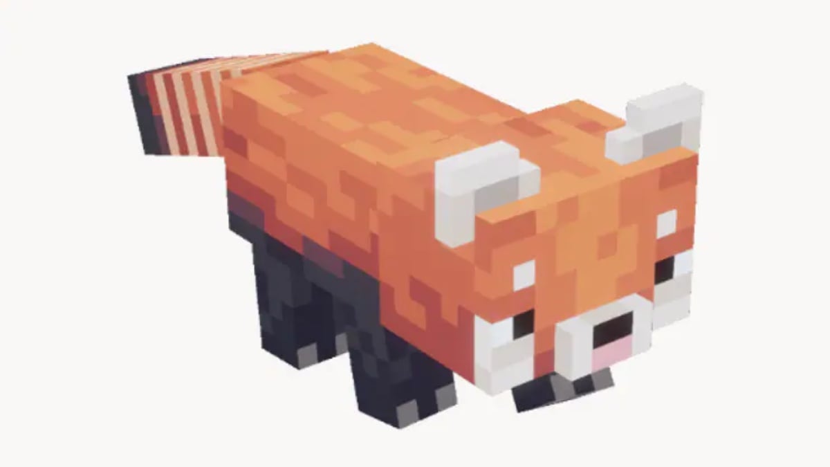 Ein roter Panda aus Minecraft Dungeons.