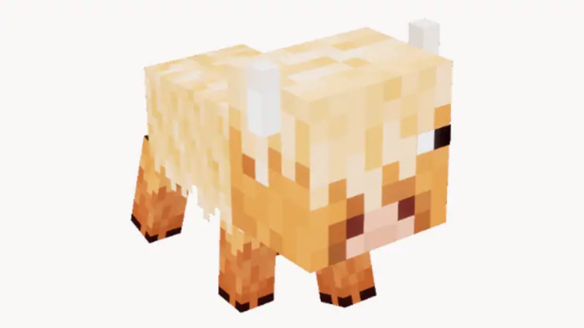 Eine wollige Kuh aus Minecraft Dungeons.