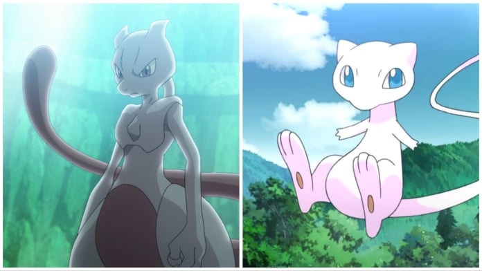 Mewtwo and Mew from Pokemon.