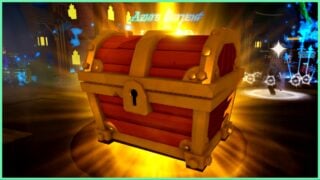 The image shows the castaway chest which is a golden chest with a golden rim